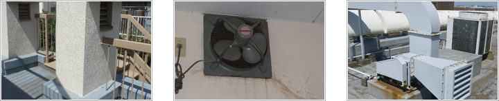 給排気棟状況・換気扇状況・排気ダクト状況の写真